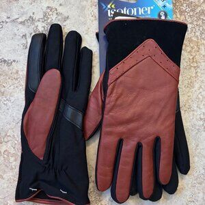 Isotoner Signature Women's Leather Touchscreen SleekHeat Gloves Brown
